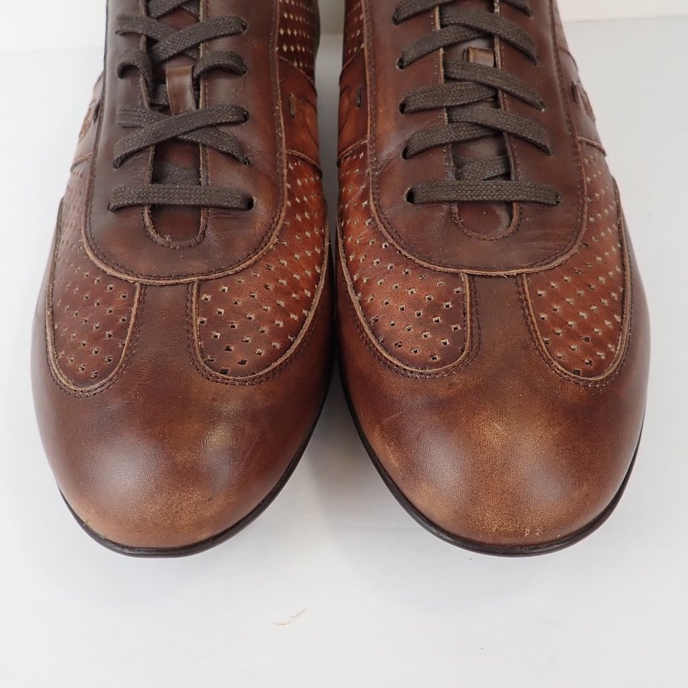 Mezlan Dress Sneaker Leather Shoe Mens 9.5 M Brown Perforated Made in Spain - Picture 4 of 13